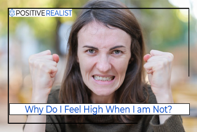 Woman looking stressed and overwhelmed, showing the feeling of being high when not high