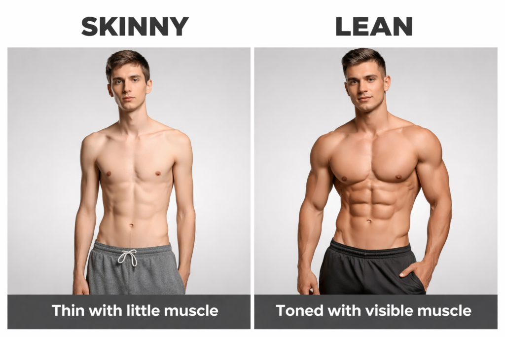 Lean vs Skinny Body Types Explained With a Clear Visual Comparison of Muscle Mass and Body Fat Differences